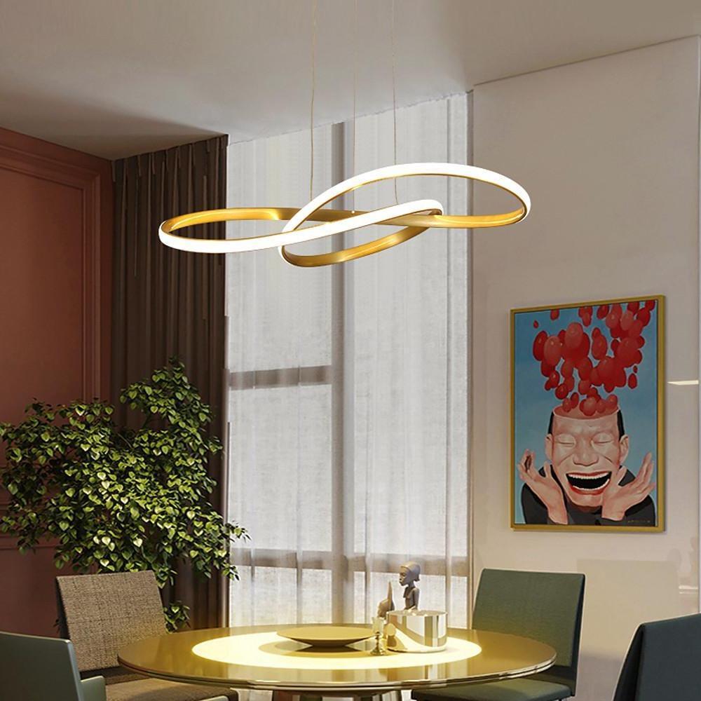 Interweaved Wave LED Gold Pendant Light Modern Island Chandelier