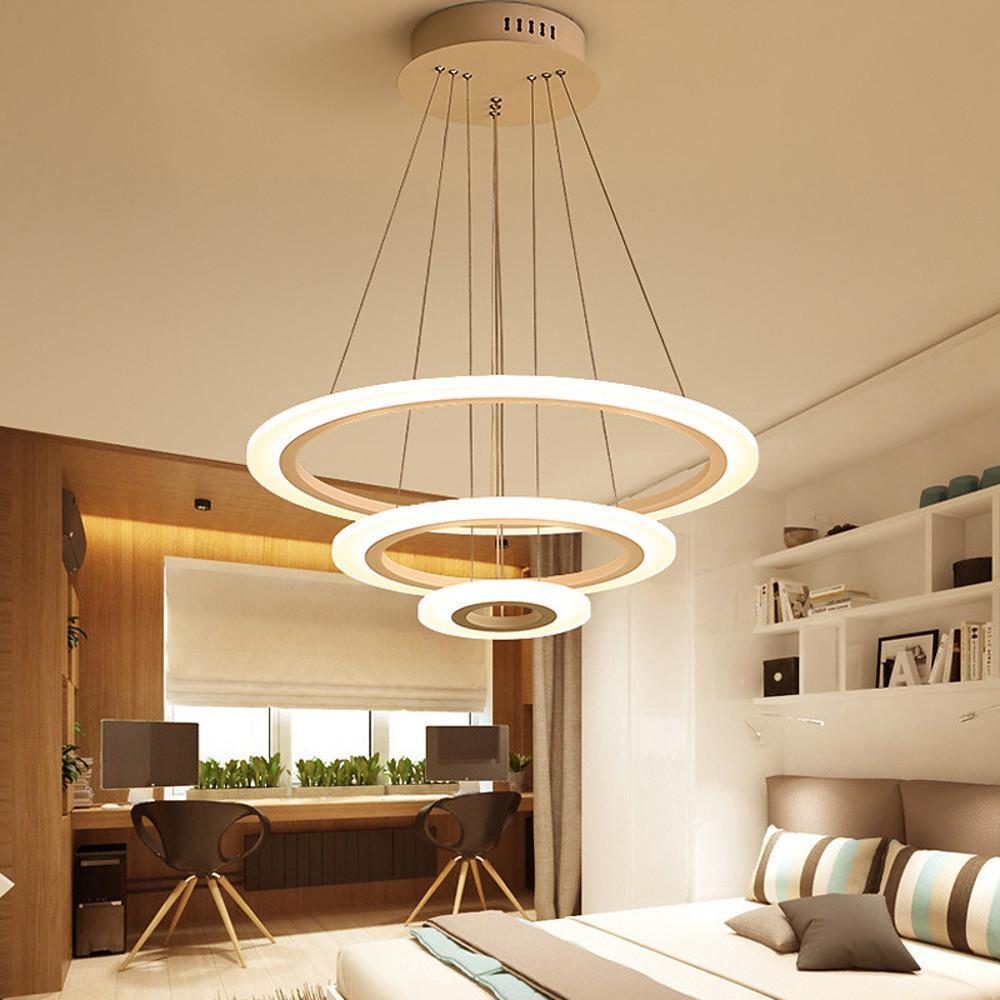 Modern 3-Ring LED Pendant Chandelier - Aluminum & Acrylic