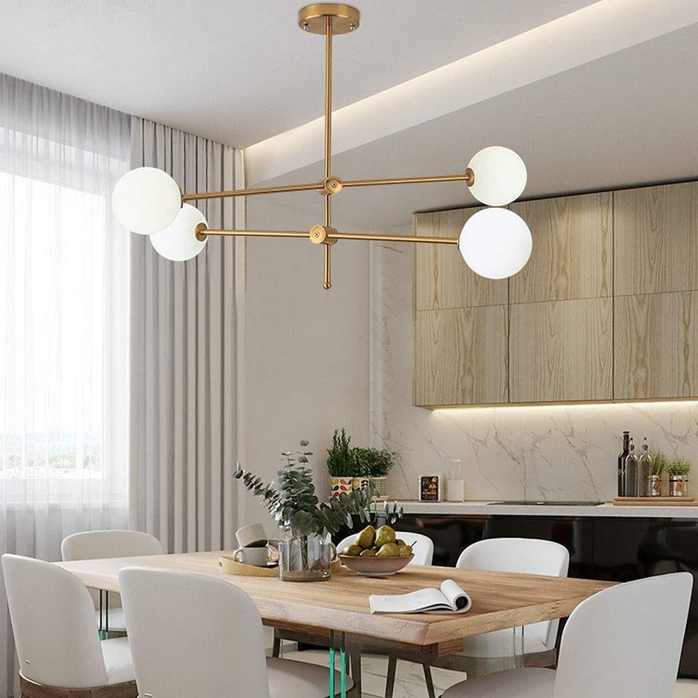 Geometric Sputnik Chandelier Gold Metal Glass 4-Light Modern