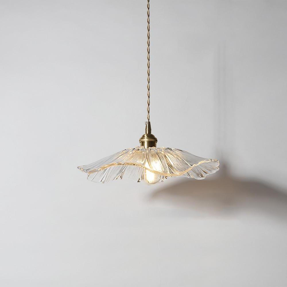 Nordic Flower Glass Pendant Light with Electroplated Copper Finish