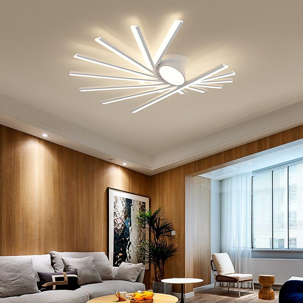 Linear Oval LED Flush Mount Ceiling Light - Modern White Metal