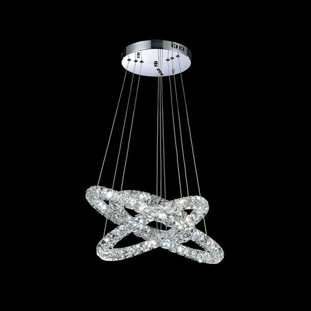 Crystal LED Chandelier 3-Tier Modern Geometric Ring Pendant Light