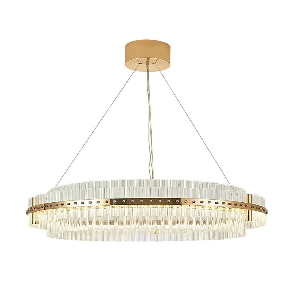 Crystal Chandelier Gold Finish LED Ceiling Light Round Design
