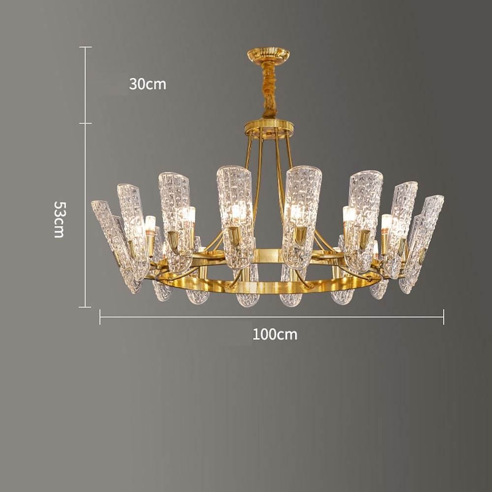 Modern Gold Metal Glass Chandelier – 8 to 16 Light Options