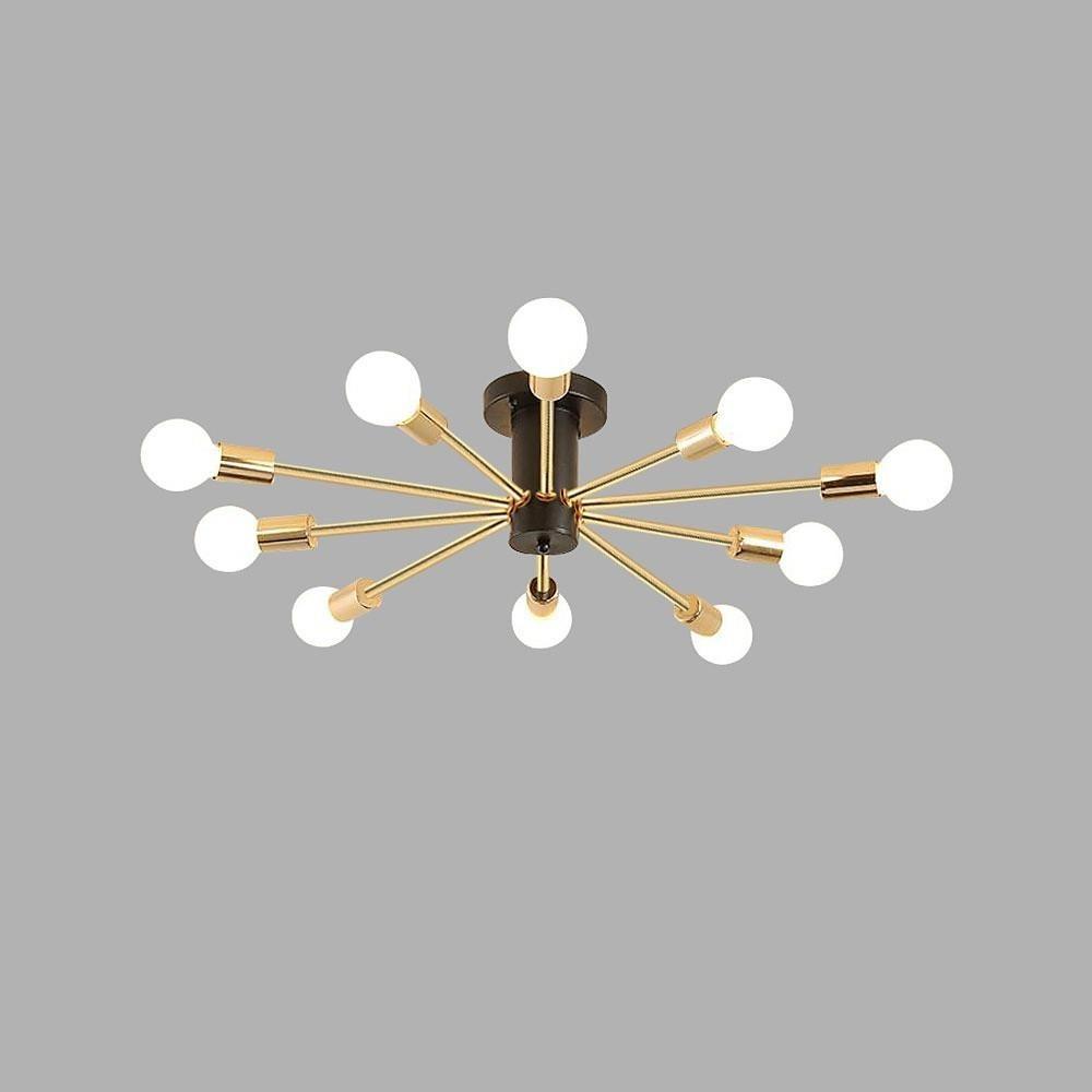 Modern Sputnik Chandelier - 10-Light Geometric Metal Pendant