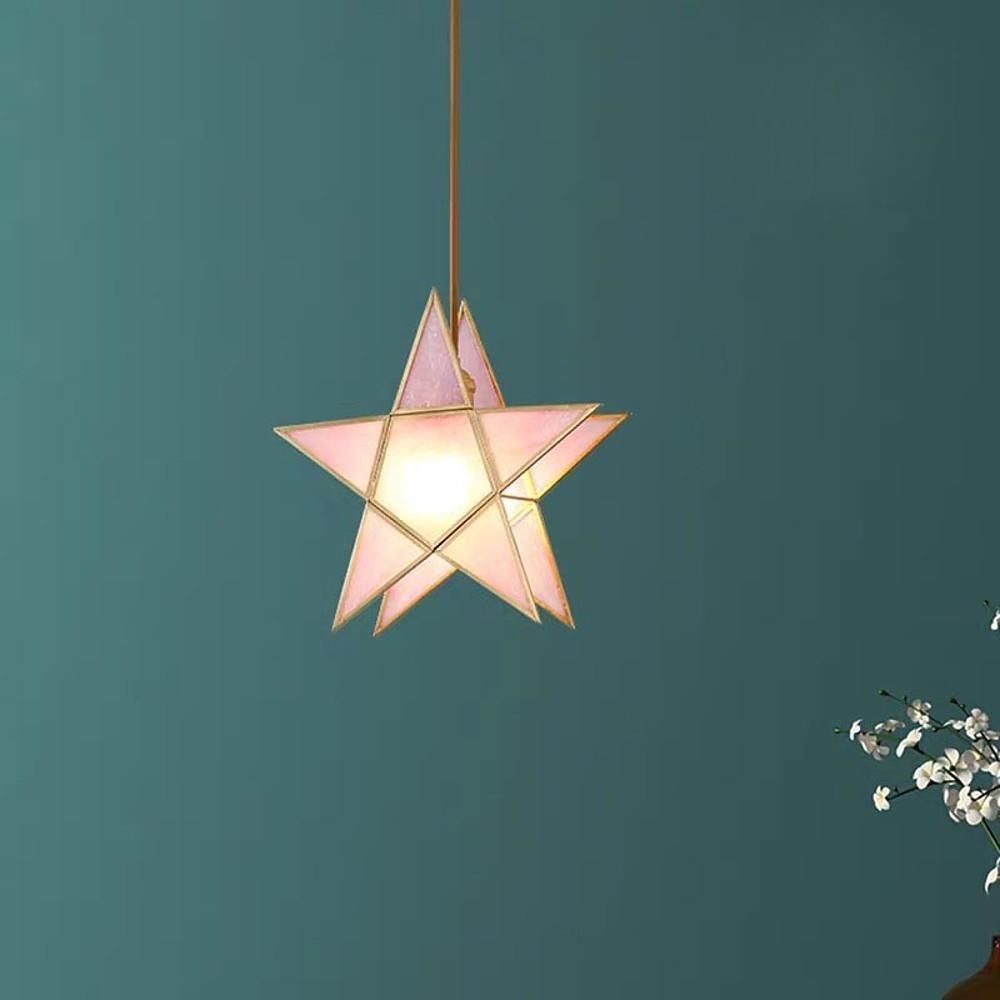 Double Star Glass Pendant Light with Copper Finish – Modern LED