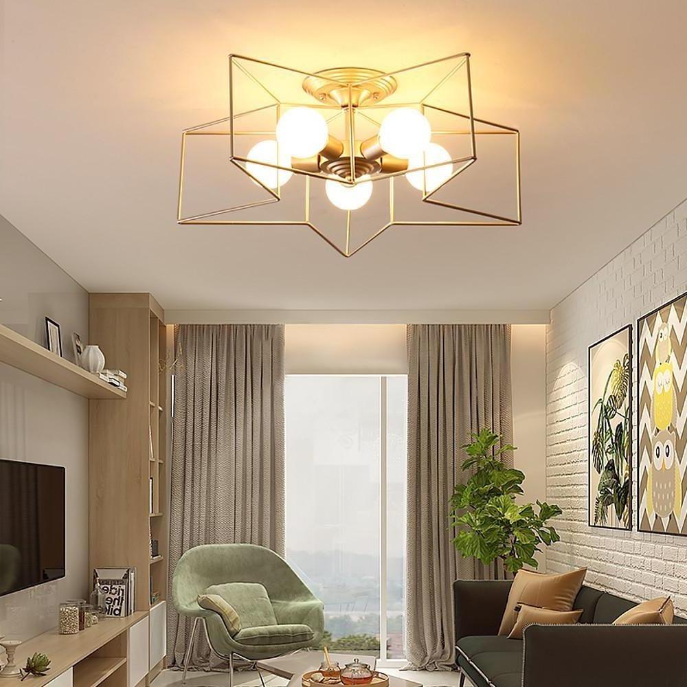 Star Design Modern Flush Mount Ceiling Light – 5-Light Metal Fixture