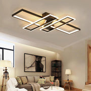 Modern 4-Rectangle LED Flush Mount Ceiling Light in Black