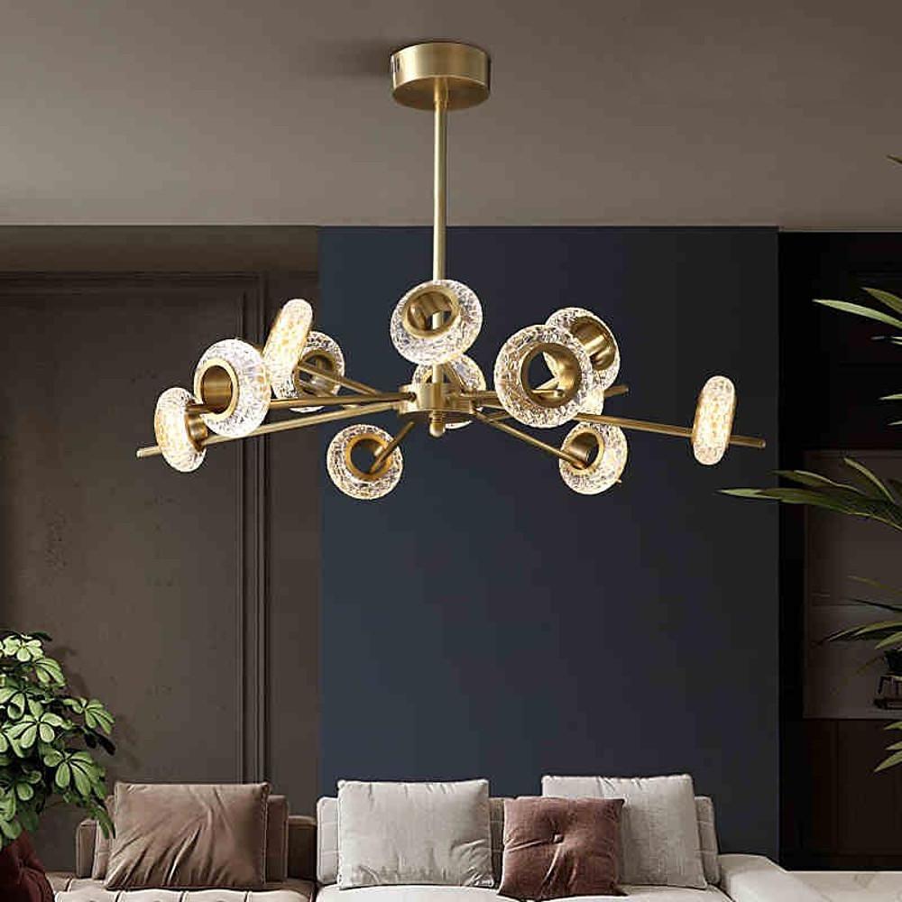 Modern Sputnik Chandelier with Copper Finish and Glass Shades