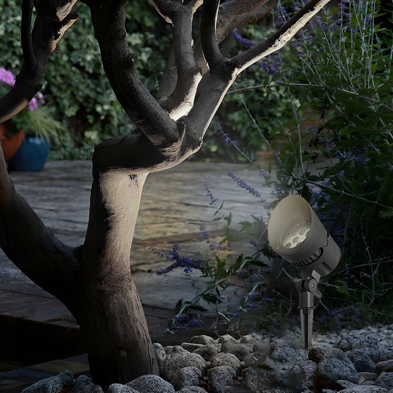 Modern Adjustable LED Outdoor Spotlight - Black Aluminum