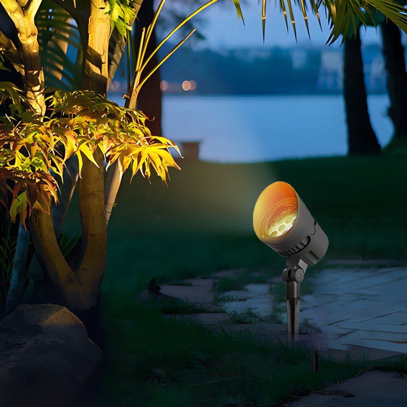 Modern Adjustable LED Outdoor Spotlight - Black Aluminum
