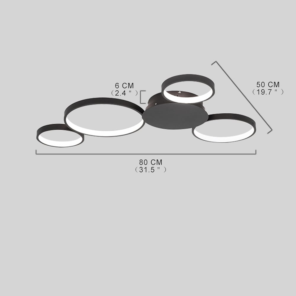 Modern Multi-Circle LED Flush Mount Ceiling Light – Dimmable Aluminum