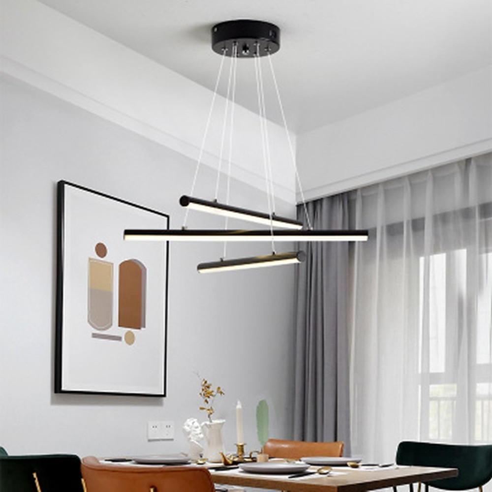 Modern 3-Light LED Bar Chandelier in Aluminum & PVC
