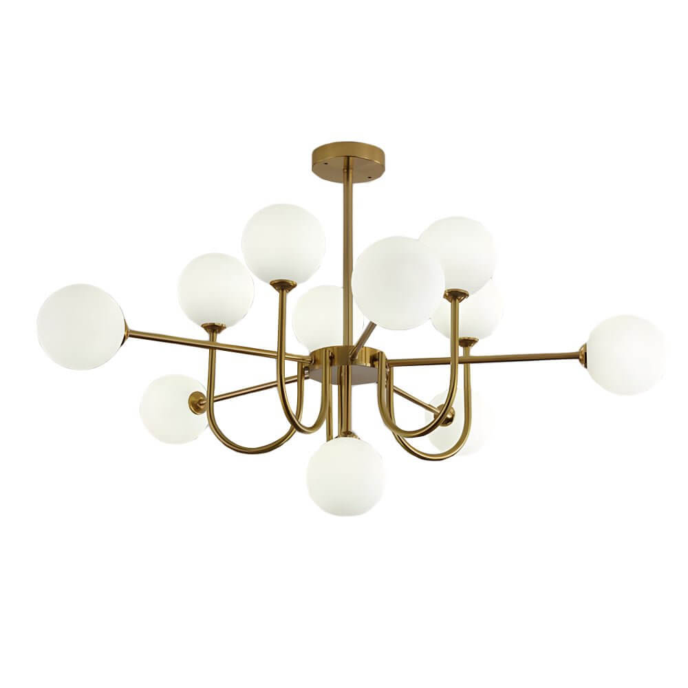 Mid-Century Sputnik Chandelier with Amber Glass Globes