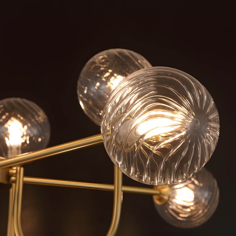 Mid-Century Sputnik Chandelier with Amber Glass Globes