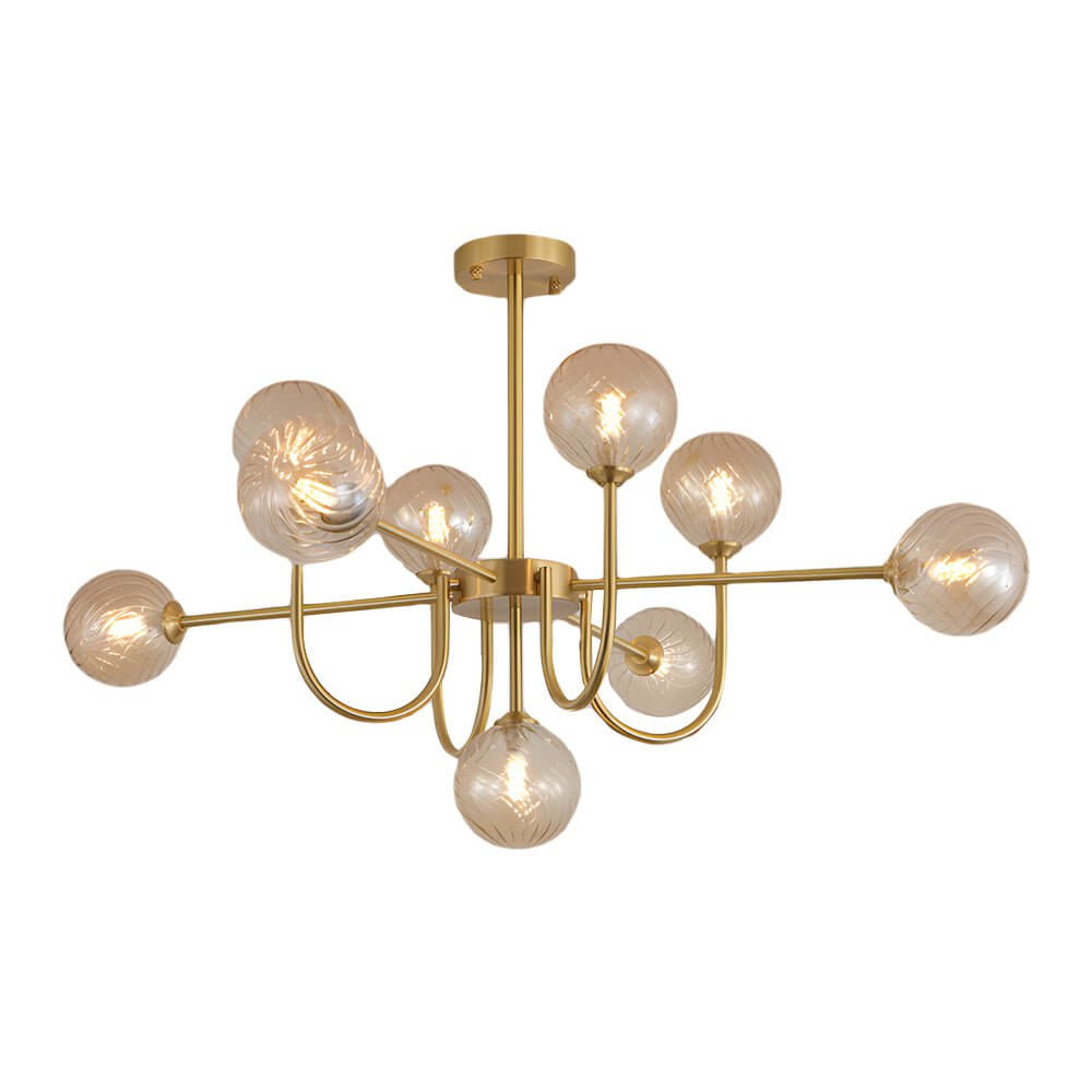 Mid-Century Sputnik Chandelier with Amber Glass Globes