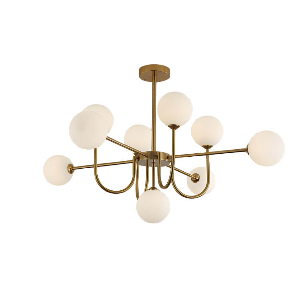 Mid-Century Sputnik Chandelier with Amber Glass Globes