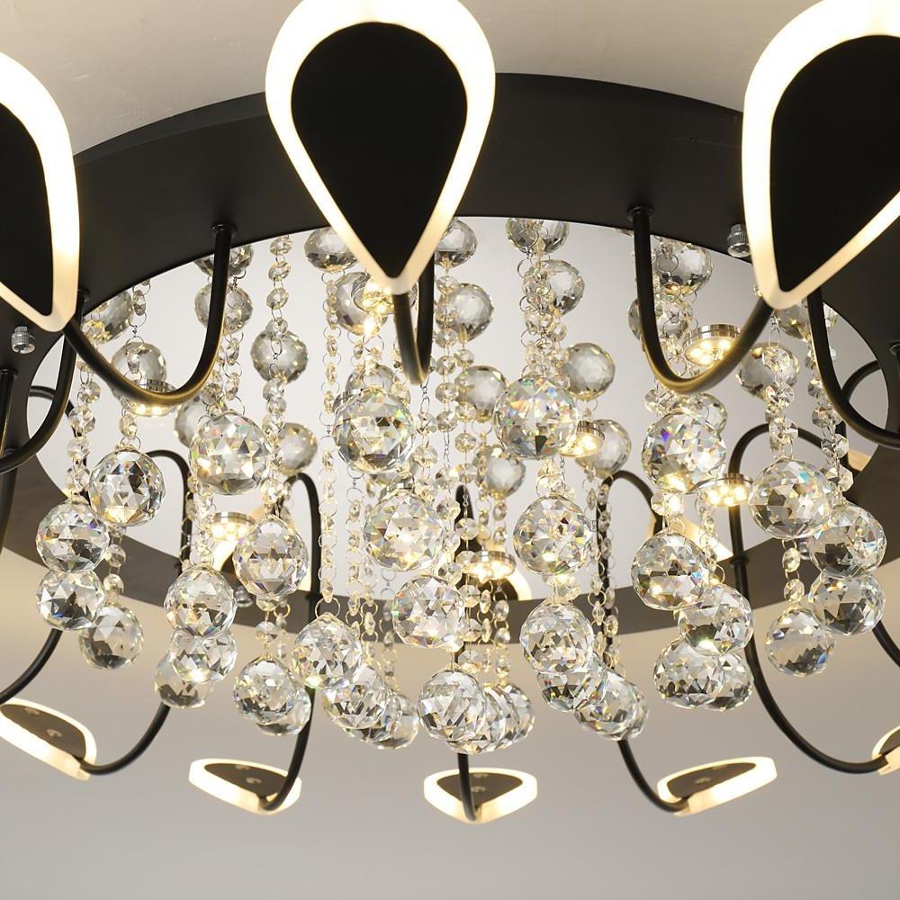 Flower Shaped Crystal Flush Mount LED Ceiling Light - Dimmable