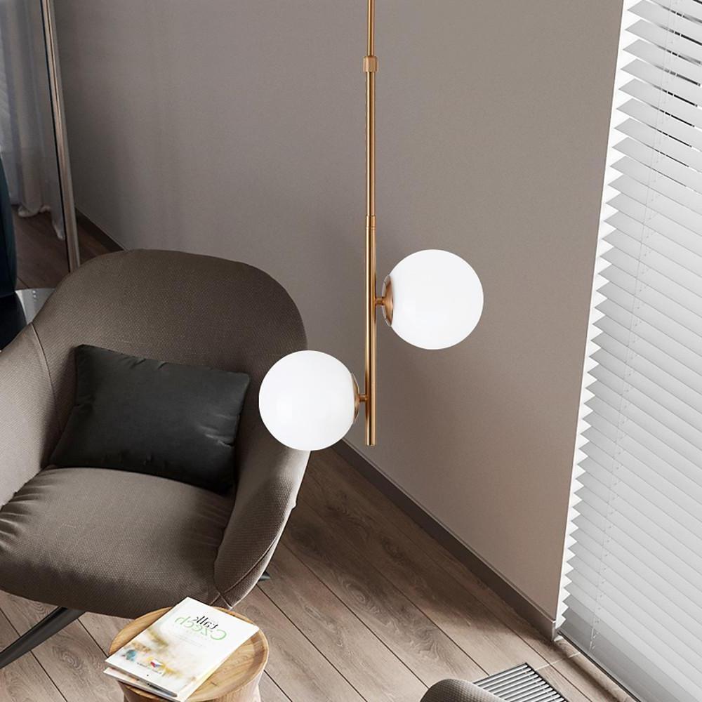 Modern Ball Glass Pendant Light – 2-Light Electroplated Finish