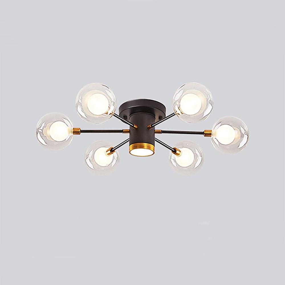 Modern Globe Flush Mount Ceiling Light – Metal & Glass LED Fixture