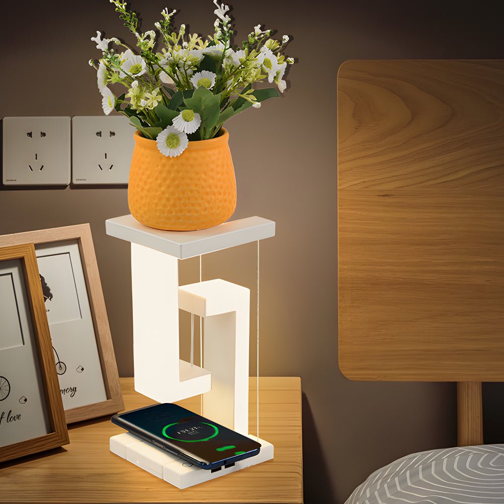 Anti-Gravity LED Table Lamp with Wireless Charging - Modern Accent