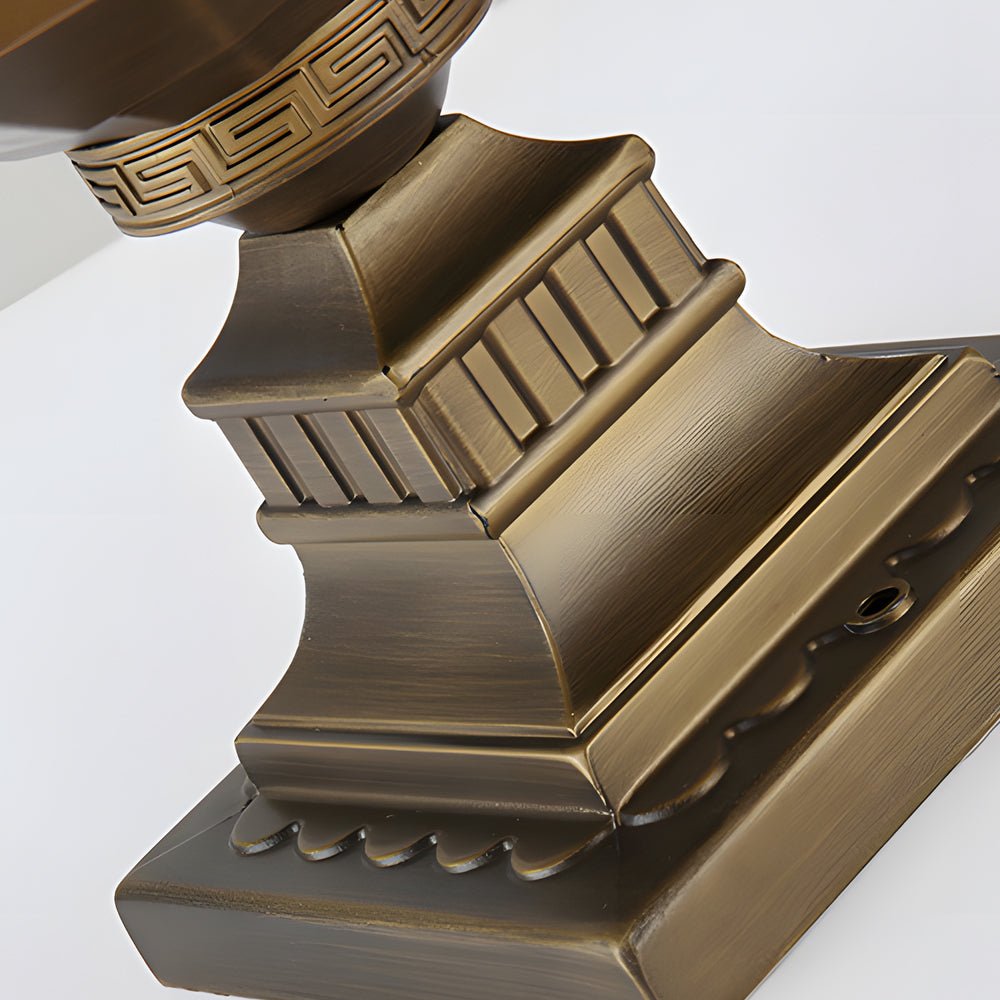 Retro Brass Post Light with Glass Shade - Outdoor Waterproof