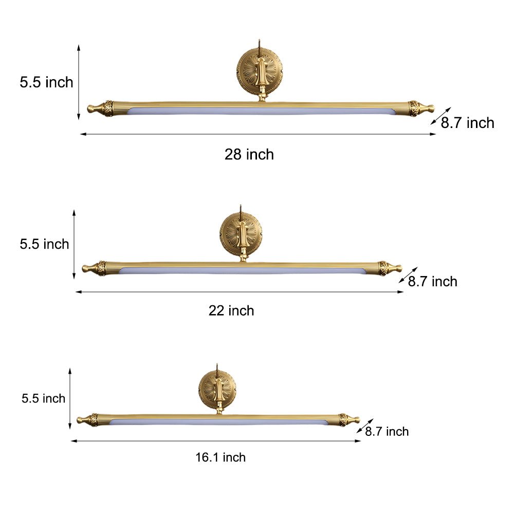 Antique Gold Rotatable LED Bathroom Vanity Light with Dimming