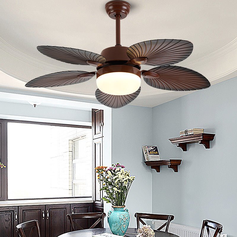 Modern Leaf Design Ceiling Fan with Dimmable LED Light & Remote