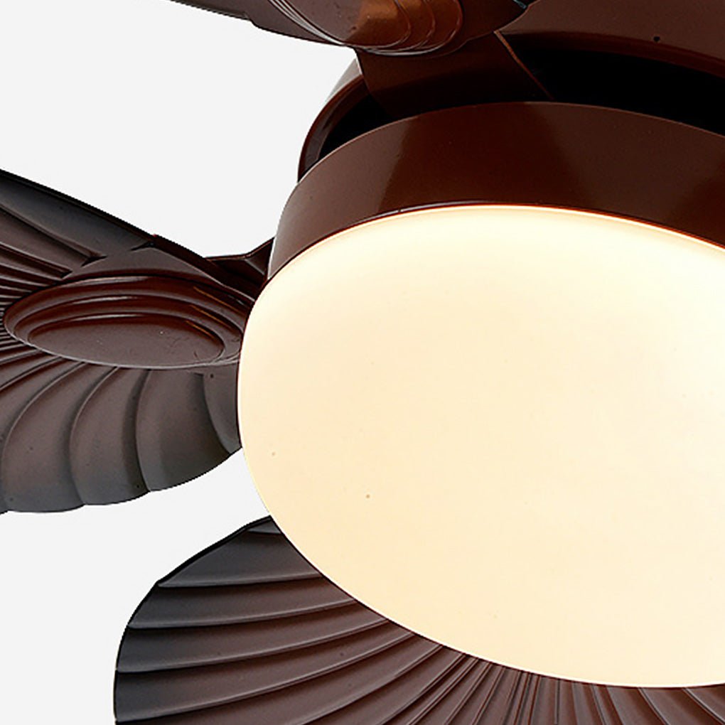 Modern Leaf Design Ceiling Fan with Dimmable LED Light & Remote