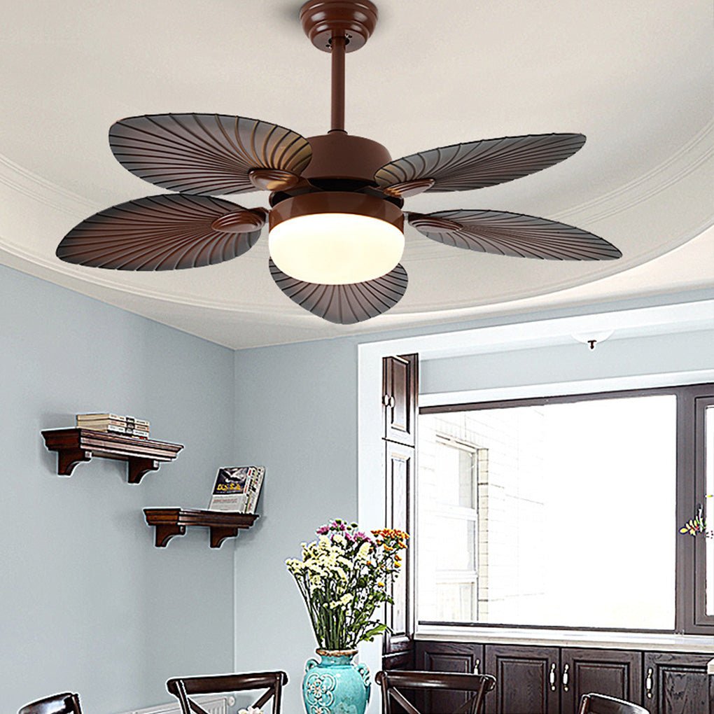 Modern Leaf Design Ceiling Fan with Dimmable LED Light & Remote