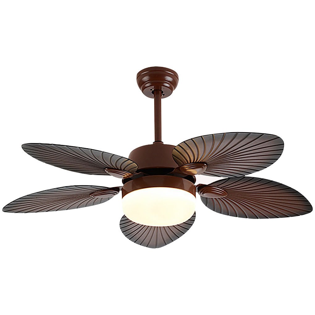 Modern Leaf Design Ceiling Fan with Dimmable LED Light & Remote