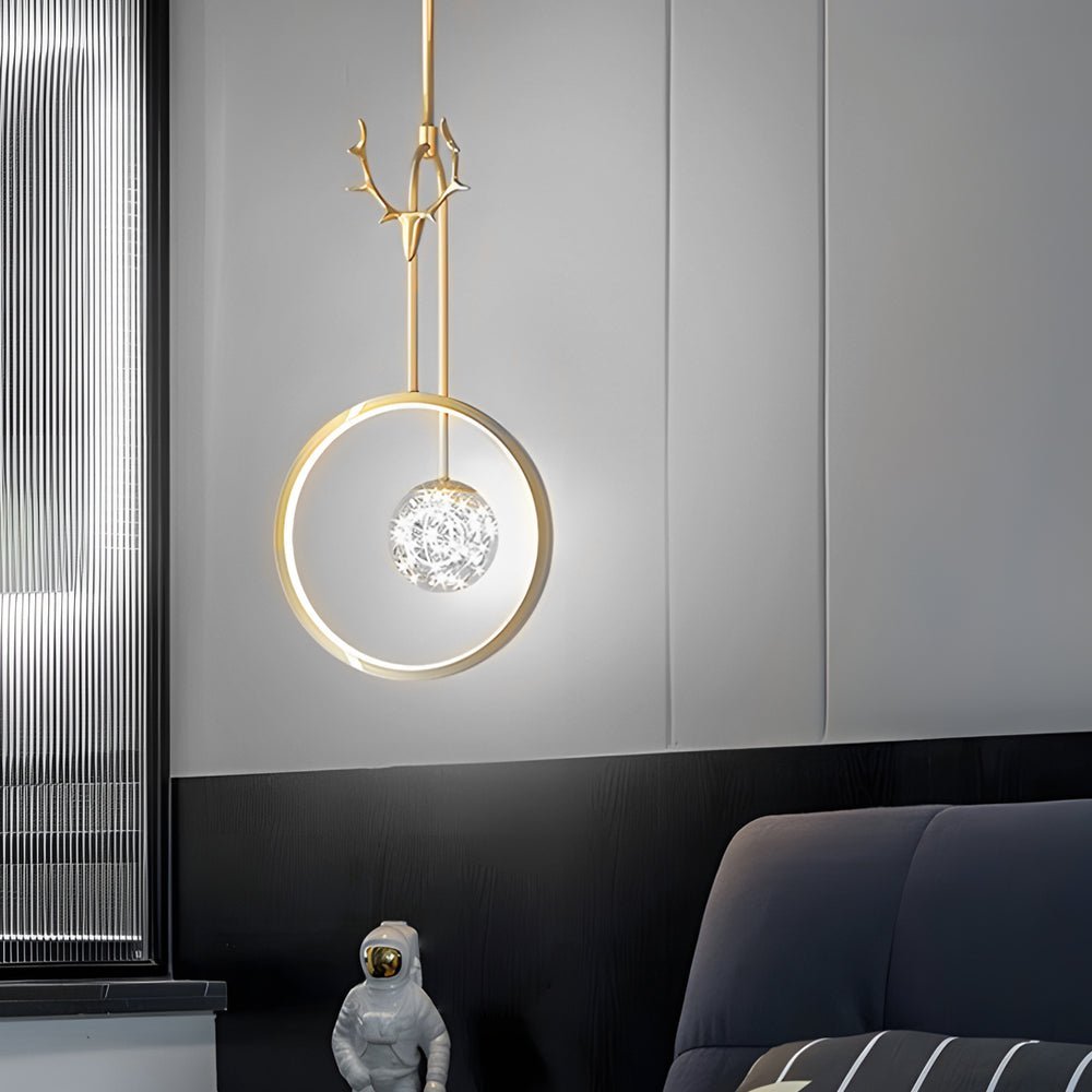Modern Antler Ring LED Pendant Light with 3-Step Dimming