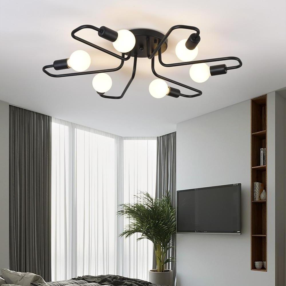 6-Light Flush Mount Ceiling Light - Modern Metal Flower Design