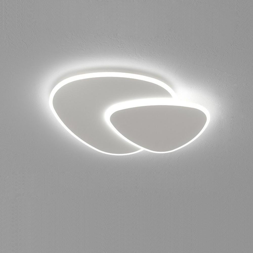 Geometric LED Flush Mount Ceiling Light - Modern White Acrylic
