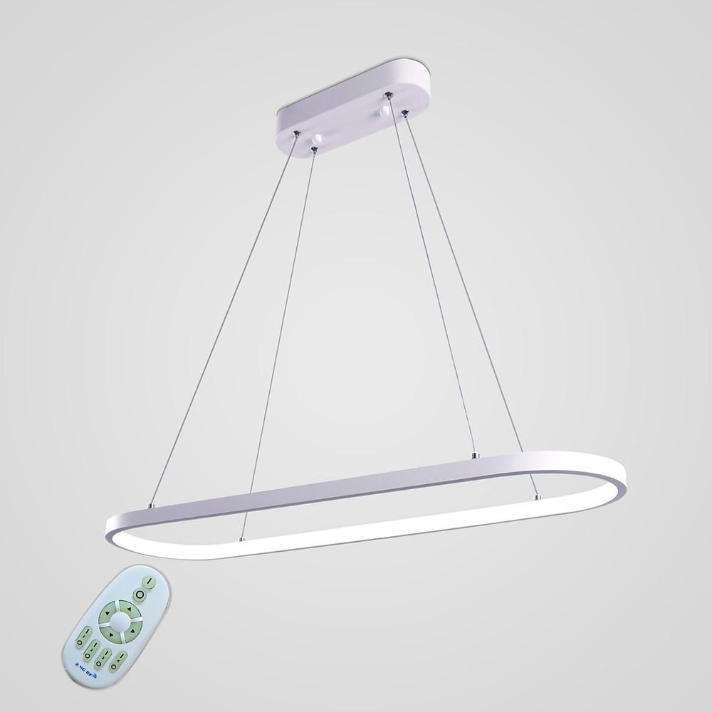 Modern Metal Pendant Light Curved Rectangular Design Dining Room
