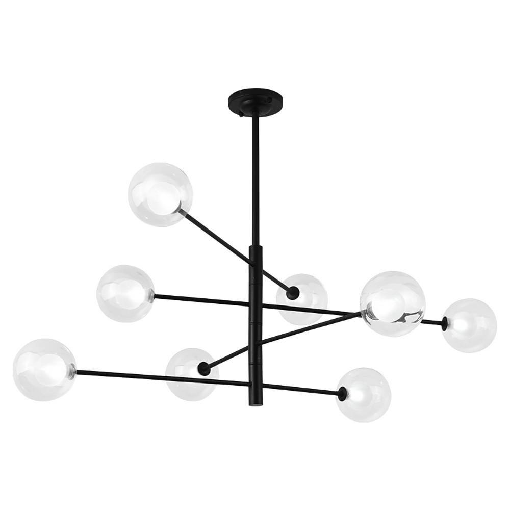 Linear Sputnik Chandelier Black Glass Metal 8-Light Modern