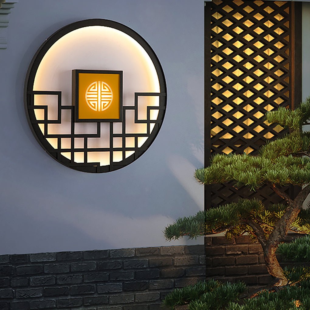 Modern Outdoor LED Wall Lamp with Hollow Pattern Design