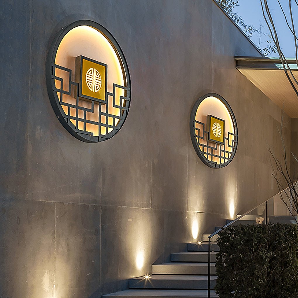 Modern Outdoor LED Wall Lamp with Hollow Pattern Design