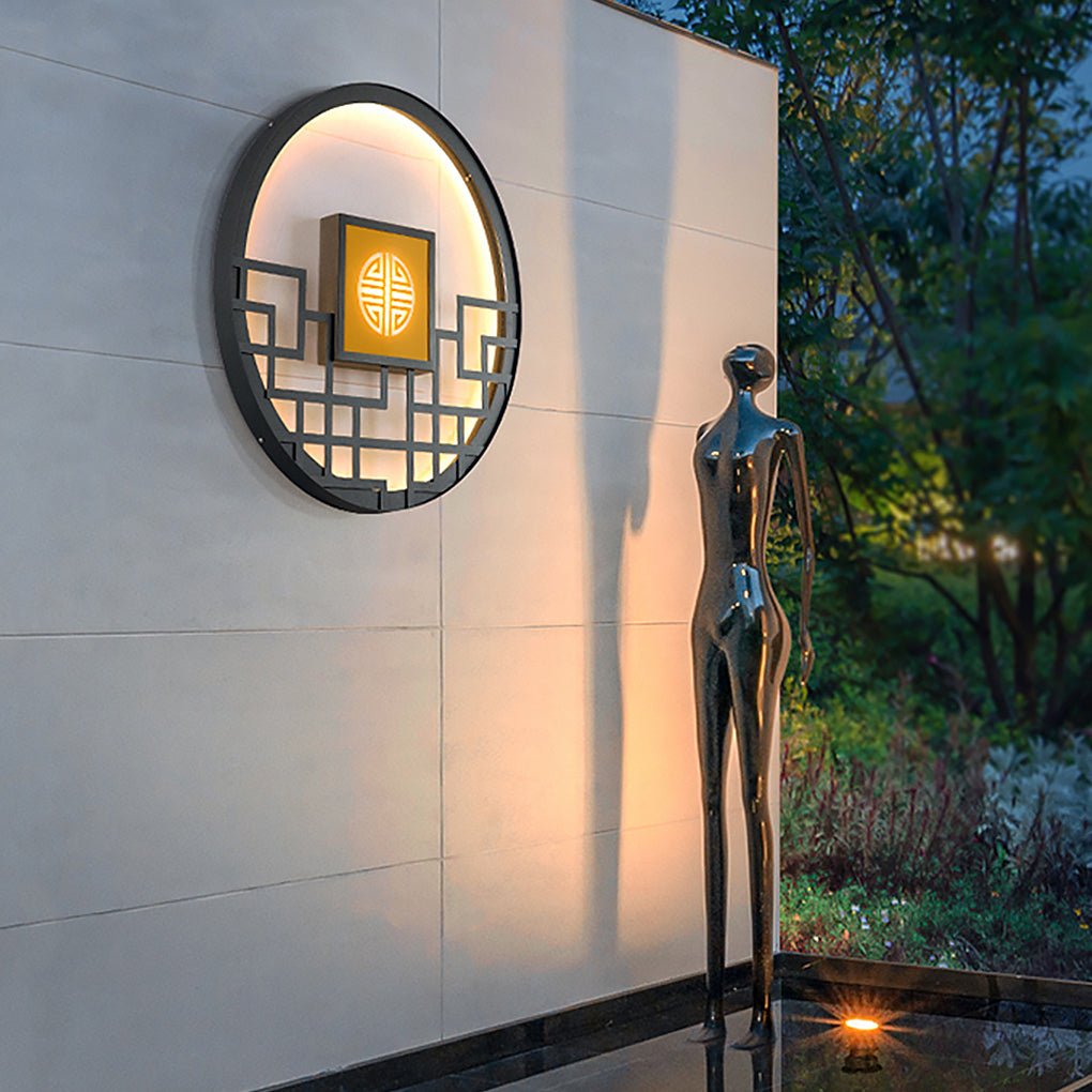 Modern Outdoor LED Wall Lamp with Hollow Pattern Design