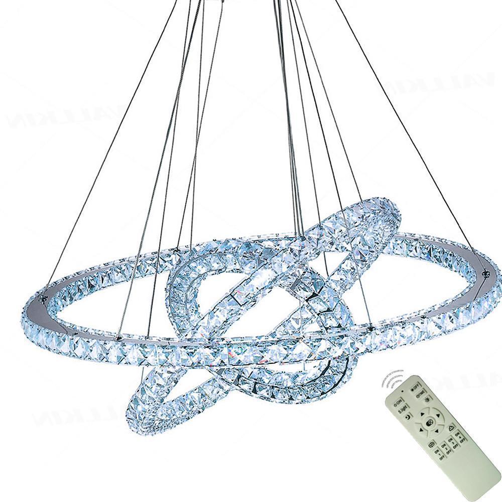 Modern Gold Crystal Chandelier with 3 Concentric LED Rings