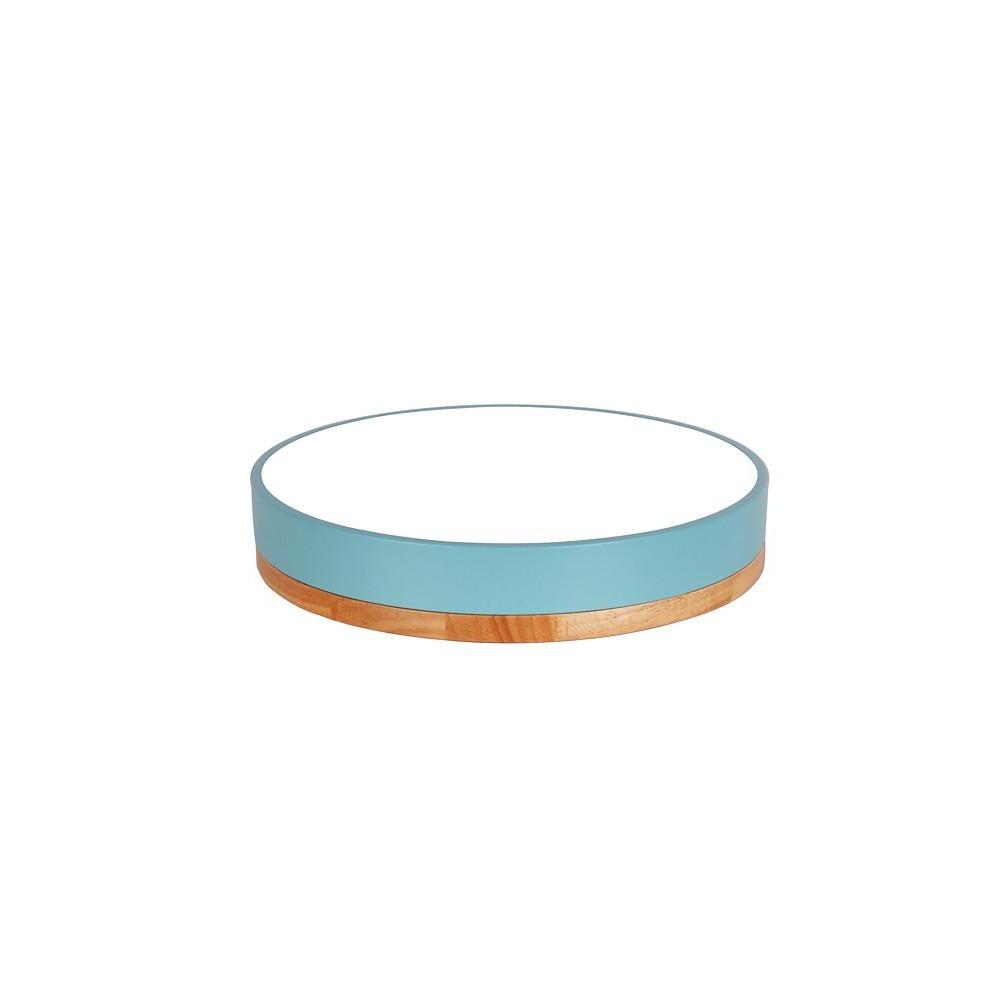 Modern Drum Flush Mount LED Ceiling Light Metal Wood Design