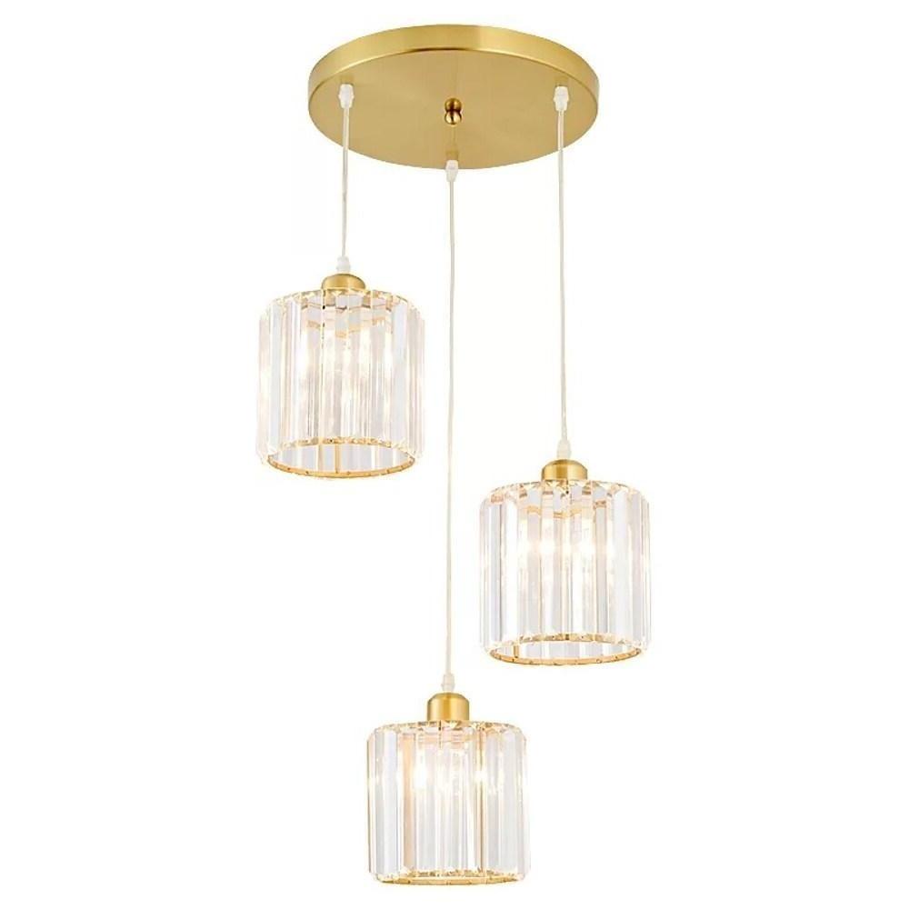 3-Tier Crystal Island Chandelier with Adjustable Chain