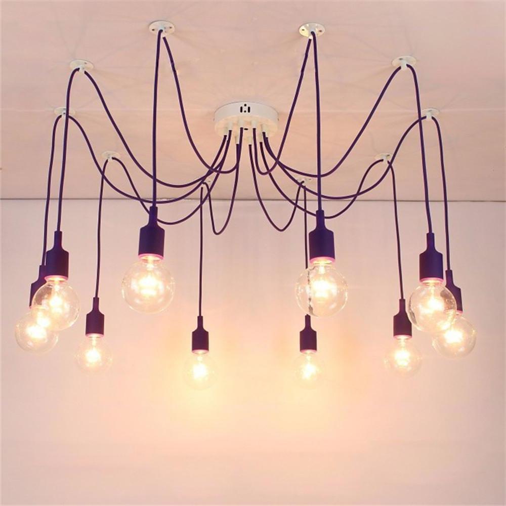 10-Light Adjustable Spider Pendant Light Industrial Metal Chandelier
