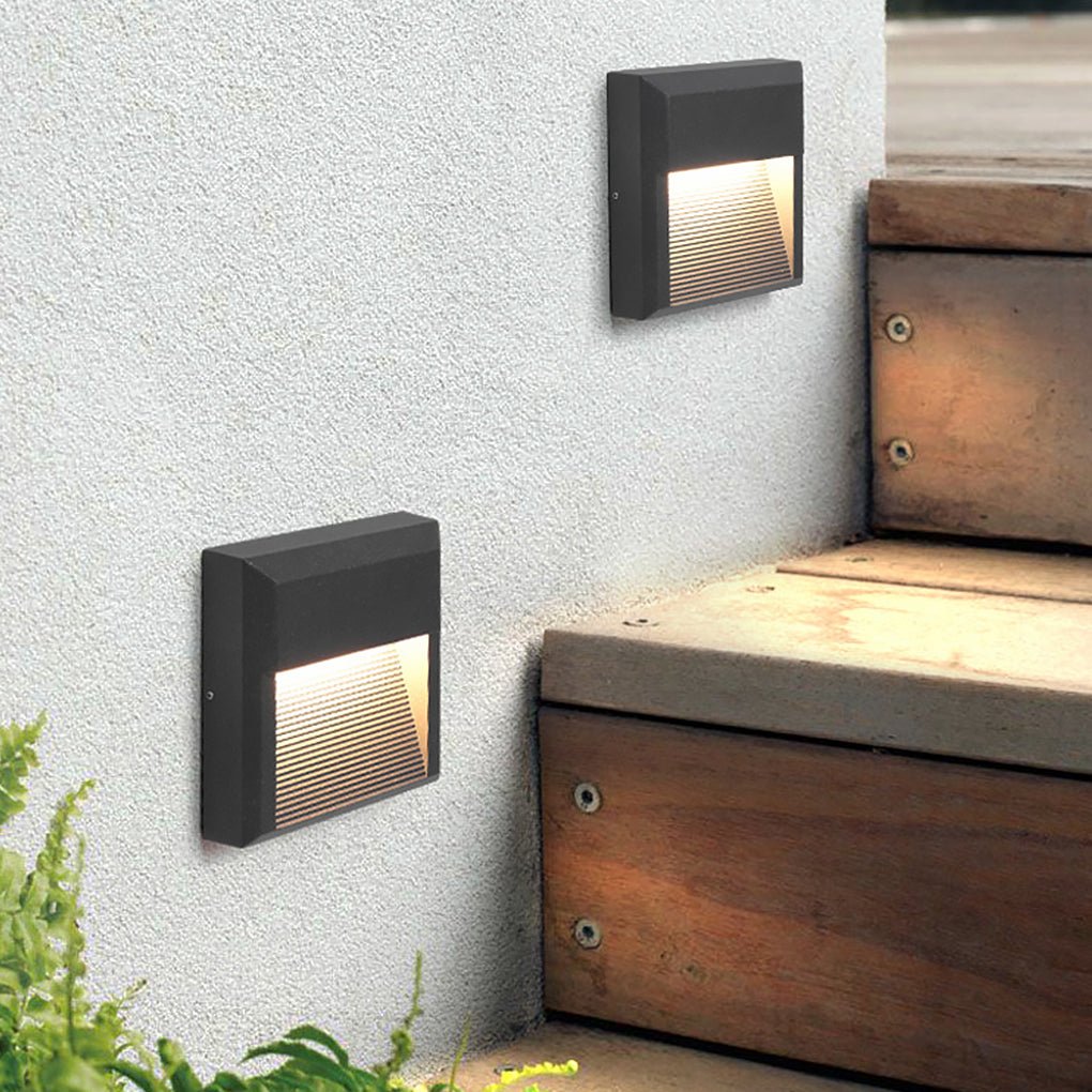 Modern LED Step Light Waterproof Outdoor Wall Lamp Black Aluminum