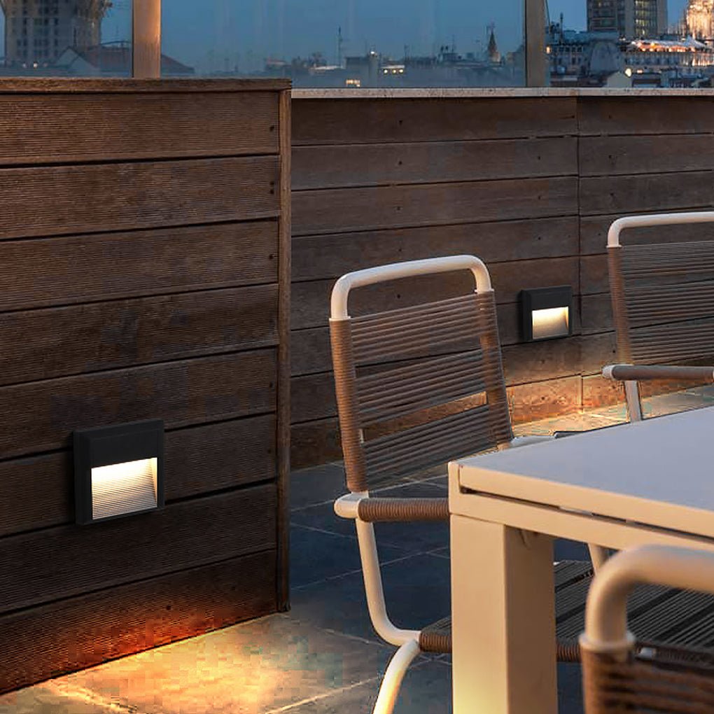 Modern LED Step Light Waterproof Outdoor Wall Lamp Black Aluminum