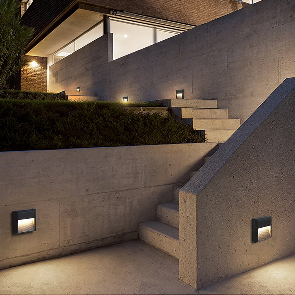 Modern LED Step Light Waterproof Outdoor Wall Lamp Black Aluminum