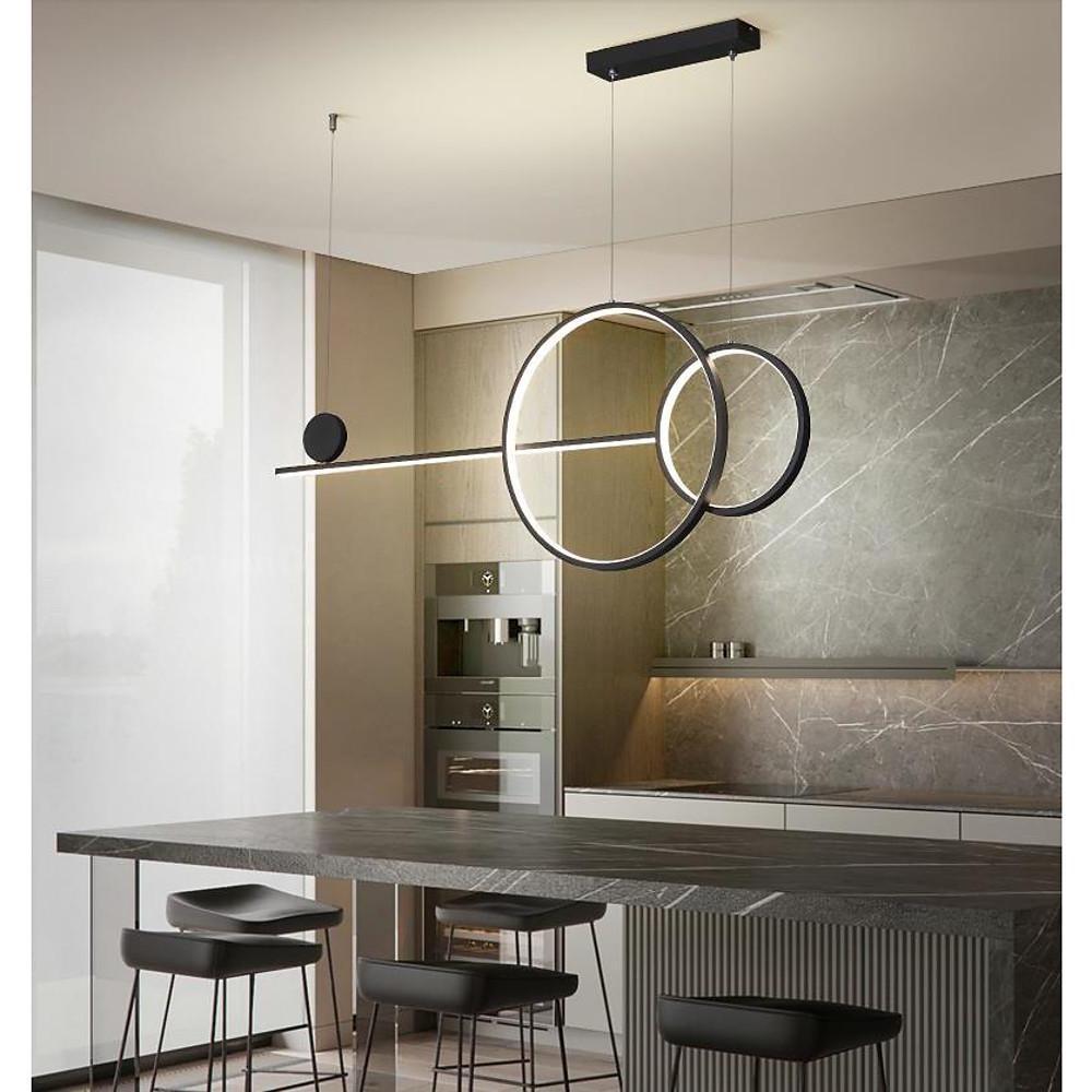 Modern Linear Pendant Light with Geometric Circles for Kitchen
