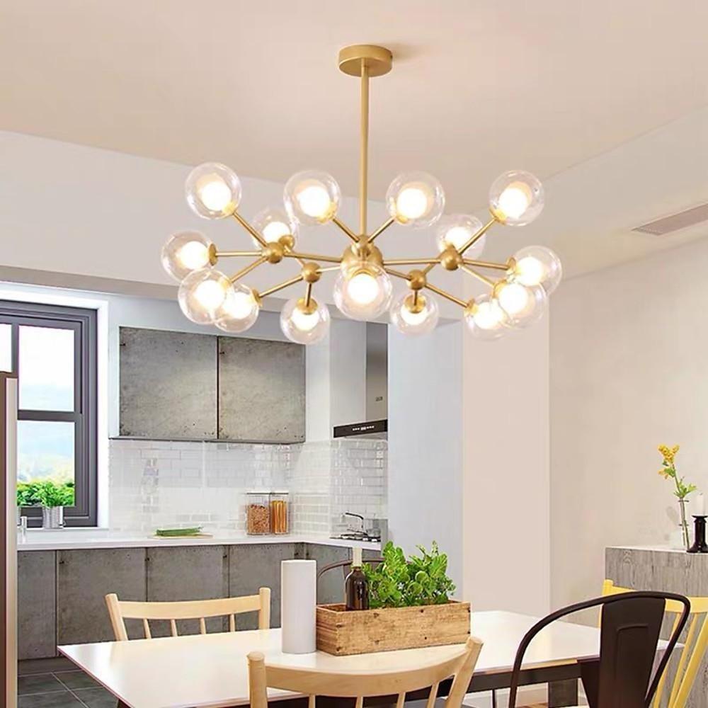 Modern Sputnik Chandelier 15-Light Glass Globe Cluster Pendant