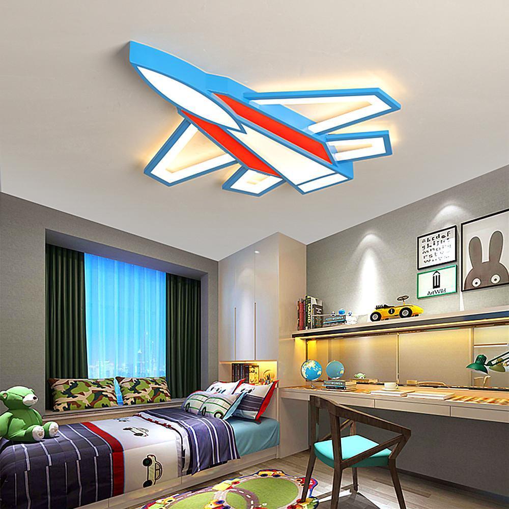 Cartoon Airplane LED Kids Ceiling Light Flush Mount Metal Acrylic