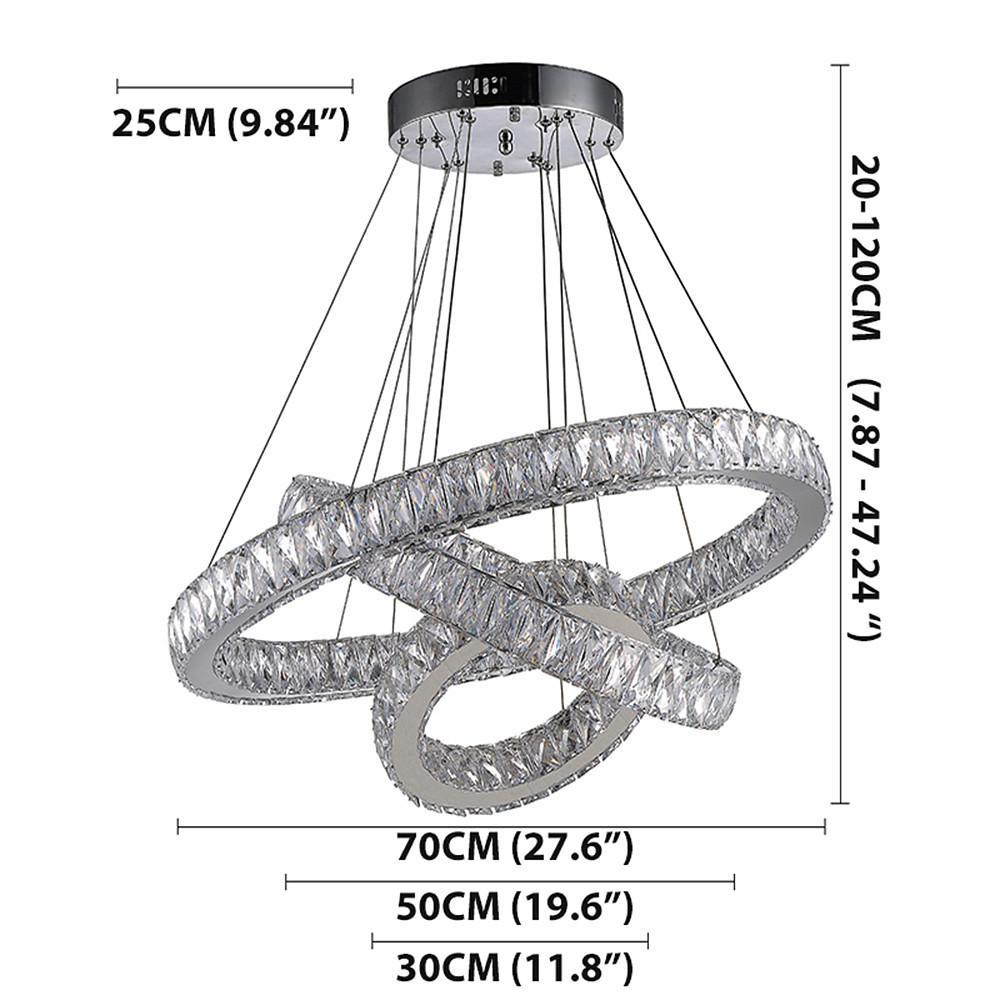 Interwoven Circle Crystal Chandelier Modern 3-Tier Metal Ceiling Light